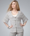 Intricate pointelle knit updates a casual cardigan from Style&co. Perfect for layering, or worn with a tank in warmer weather!