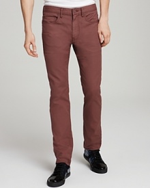 Handsome pants with 5-pocket styling offer an appealing texture and are tailored for a slim, modern fit. Handsome pants with 5-pocket styling offer an appealing texture and are tailored for a slim, modern fit.