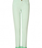 Take a sweet stance on this seasons penchant for pastels in Current/Elliotts minty green jeans - Classic five-pocket style, zip fly, button closure, belt loops, rolled cuffs - Slim fit - Pair with chunky knits and flats, or dress up with feminine tops and statement heels
