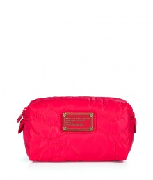 Tote around your beauty essentials in style with this bright stitched logo covered cosmetics bag from Marc by Marc Jacobs - Top zip closure and logo plaque, logo lining - Perfect for daily use or as a thoughtful gift Tote around your beauty essentials in style with this bright stitched logo covered cosmetics bag from Marc by Marc Jacobs - Top zip closure and logo plaque, logo lining - Perfect for daily use or as a thoughtful gift