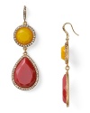 Brighten up your jewel box with these yellow and pink stone teardrop earrings from Aqua, sure to add a high voltage shot of color.