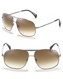 Metal aviator sunglasses with a square silhouette, a new shape for a classic favorite!