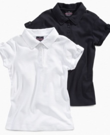 Build a beautiful look. She can inform her basic style with these simple uniform polo shirts from Nautica. Build a beautiful look. She can inform her basic style with these simple uniform polo shirts from Nautica.
