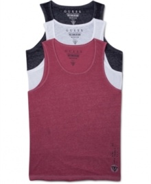 Underneath a button front or heading to the gym, this tank from Guess is a versatile addition to your wardrobe.