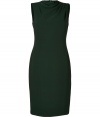 Tailored to perfection in a rich racing green hue, Ralph Lauren Collections sleek silk sheath makes for a festive finish to work and cocktail looks alike - High neckline, sleeveless, pleated shoulder drape at one side, hidden back zip - Tailored fit - Team with statement pumps and a modern metallic clutch