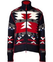 Finish your outdoor look in eye-catching style with Parajumpers super soft chunky knit zippered cardigan - Stand-up collar, long sleeves, laced red trim, two-way front zip with red pull, front slit pockets - Classic slim fit - Pair with sporty outerwear and edgy weather boots for that rugged outdoorsy finish Finish your outdoor look in eye-catching style with Parajumpers super soft chunky knit zippered cardigan - Stand-up collar, long sleeves, laced red trim, two-way front zip with red pull, front slit pockets - Classic slim fit - Pair with sporty outerwear and edgy weather boots for that rugged outdoorsy finish