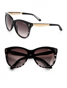 Retro-inspired plastic frames with metal accented logo temples. Available in black with brown gradient lens. Metal logo temples100% UV protectionMade in Italy Retro-inspired plastic frames with metal accented logo temples. Available in black with brown gradient lens. Metal logo temples100% UV protectionMade in Italy