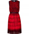 Elegant red Pirouette pleated silk dress by Tibi - Add instant glamour with this luxurious sleeveless silk dress - Lovely crimson-printed silk with lovely accordion pleats - Style with opaque tights, a statement necklace, and platforms - Wear with a trench and ballet flats