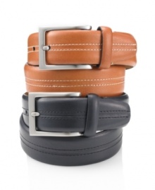 Soften your business look with one of these belts from Tasso Elba made from supple vachetta leather.