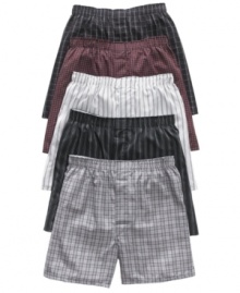 One for each day of the workweek, these patterned woven boxers from Alfani offer a cool, comfortable start to all of your favorite looks. One for each day of the workweek, these patterned woven boxers from Alfani offer a cool, comfortable start to all of your favorite looks.