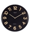 Molded, metallic numerals float in the glass dome of this Opal Clocks wall clock. An edgeless design in solid black or white makes it virtually timeless.