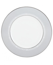 Delicate vines unfurl on soft pewter in the aptly named Sheer Grace accent plate from Lenox. Lustrous white porcelain and bands of sparkling platinum ground the look in understated splendor. Qualifies for Rebate Delicate vines unfurl on soft pewter in the aptly named Sheer Grace accent plate from Lenox. Lustrous white porcelain and bands of sparkling platinum ground the look in understated splendor. Qualifies for Rebate