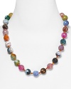 Kenneth Jay Lane's beaded necklace will instantly brighten closet staples. Featuring a pretty assortment of multicolored agate stones, it's lovely as a layering piece.