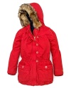 Juicy Couture Girls' Faux Fur Trim Patch Pocket Parka - Sizes 2-6