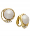 Rounded appeal, by Charter Club. With domed plastic pearls and sparkling glass accents, these earrings complete your evening look. Crafted in 14k gold-plated mixed metal. Approximate diameter: 1/2 inch.