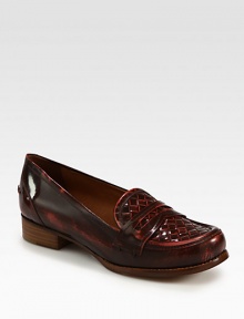 A classic wardrobe leather staple with signature woven detailing. Stacked heel, 1 (25mm)Leather upperLeather lining and solePadded insoleMade in ItalyOUR FIT MODEL RECOMMENDS ordering one half size up as this style runs small. A classic wardrobe leather staple with signature woven detailing. Stacked heel, 1 (25mm)Leather upperLeather lining and solePadded insoleMade in ItalyOUR FIT MODEL RECOMMENDS ordering one half size up as this style runs small.