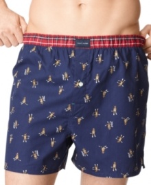 Why not choose the pair with a perfectly silly print? Tommy Hilfiger's sock monkey boxer shorts styled with a button fly and contrast elastic waist. Why not choose the pair with a perfectly silly print? Tommy Hilfiger's sock monkey boxer shorts styled with a button fly and contrast elastic waist.