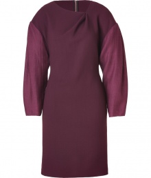 Wool and silk come together for an exquisite exploration in texture - Simple, sleek silhouette features an asymmetric neckline, with small fold-creating tuck - Straight, fitted case with side buckle detail and knee-length hem - Long, lightweight sleeves - Exposed zip at back - Pair with heeled sandals and favorite clutch Wool and silk come together for an exquisite exploration in texture - Simple, sleek silhouette features an asymmetric neckline, with small fold-creating tuck - Straight, fitted case with side buckle detail and knee-length hem - Long, lightweight sleeves - Exposed zip at back - Pair with heeled sandals and favorite clutch