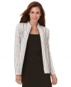 Put some sparkle in your style with this glamorous petite Alex Evenings jacket, a chic and versatile statement piece.