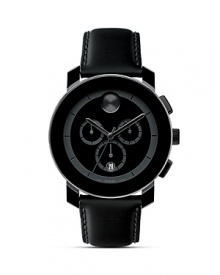 Large Movado BOLD chronograph watch with black dial with black accents.