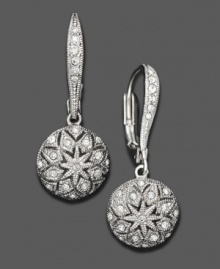 These vintage-inspired Eliot Danori earrings feature crystal accents set in rhodium-plated silvertone mixed metal. Approximate drop: 1 inch.