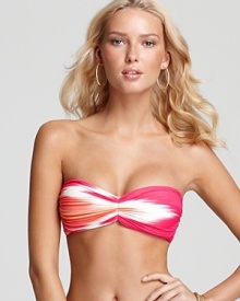 Carmen Marc Valvo's zig-zag print bandeau will ensure you standout at the beach. Tropical tones lend chromatic cool -- simply pair with the matching briefs to stun in the sun.