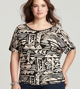 JET Plus Size V Back Printed Shirt