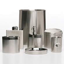Stainless steel pump. Shiny and sleek, Executive bath accessories by Hudson Park are a bold statement for any bathroom. Stainless steel pump. Shiny and sleek, Executive bath accessories by Hudson Park are a bold statement for any bathroom.