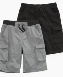 Fit for fun! Elastic at the sides of these cargo shorts from Epic Threads make sure that he's always comfortable and ready for long days of play. Fit for fun! Elastic at the sides of these cargo shorts from Epic Threads make sure that he's always comfortable and ready for long days of play.