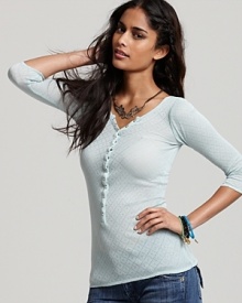 Free People Top - Diamond Pointelle Henley