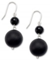 Embolden your look. Matte and faceted black agate (62-1/2 ct. t.w.) make any look pop. Earrings crafted in sterling silver. Approximate drop: 1-1/2 inches.