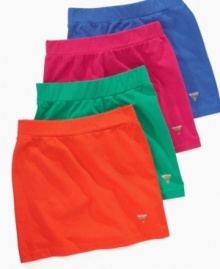 Basic and bright. Add some color to her casual-wear with one of these versatile skirts from Guess. Basic and bright. Add some color to her casual-wear with one of these versatile skirts from Guess.