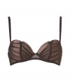Luxurious bra in fine black and nude synthetic blend - especially comfortable thanks to the spandex content - stylish bra with padded cups and adjustable, slim straps - elegantly gathered, with cute little bows - hook closure - best for wider necklines - perfect, snug fit - makes a dream d?collet? like magic - a brilliant mix of sexy and romantic - fit under (almost) all outfits