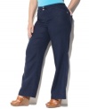 Pair all your new spring tops with INC's plus size size linen pants, cinched by a drawstring waist.