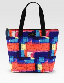 Tote your essentials using this roomy tote made of quilted nylon in bright, contrasting hues. Double top handles, 8½ dropZip closureOne inside open pocketCotton lining13W X 12H X 5DImported Tote your essentials using this roomy tote made of quilted nylon in bright, contrasting hues. Double top handles, 8½ dropZip closureOne inside open pocketCotton lining13W X 12H X 5DImported