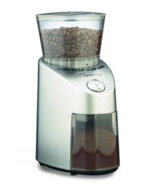 Relax in the ritual of making coffee. The precision of the Infinity Conical Burr extracts maximum aroma and flavor from each bean, preparing everything from Turkish fine to percolator coarse, so each cup is geared exactly to your tastes. With 16 settings, this extra-quiet grinder uses the slowest grinding in its class, creating less friction and heat build-up while preserving all of the rich intensity in each bean. 1-year warranty. Model 560.04. Relax in the ritual of making coffee. The precision of the Infinity Conical Burr extracts maximum aroma and flavor from each bean, preparing everything from Turkish fine to percolator coarse, so each cup is geared exactly to your tastes. With 16 settings, this extra-quiet grinder uses the slowest grinding in its class, creating less friction and heat build-up while preserving all of the rich intensity in each bean. 1-year warranty. Model 560.04.