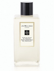 Experience the surprising, sensuous freshness of sweet pears, wrapped in a bouquet of white freesias, on a subtle background of scrambling wild roses an skin-warming amber, pathouli and woods. English Pear & Freesia Body & Hand Wash gets skin sparkling clean and leaves just a hint of fragrance. With a moisturizing lather, it awakens the senses. 8.5 oz. Experience the surprising, sensuous freshness of sweet pears, wrapped in a bouquet of white freesias, on a subtle background of scrambling wild roses an skin-warming amber, pathouli and woods. English Pear & Freesia Body & Hand Wash gets skin sparkling clean and leaves just a hint of fragrance. With a moisturizing lather, it awakens the senses. 8.5 oz.