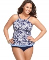 24th & Ocean's high-waisted brief bottom has extra tummy control for a smooth look you'll love!