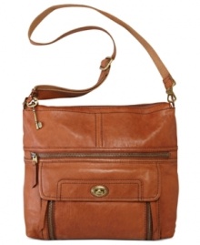 Add a laid-back look to your accessories arsenal with this take-anywhere design from Fossil. Gorgeous, glazed leather and vintage-inspired details add instant appeal, while the convenient crossbody strap make it an excellent option for day-to-day dalliances. Add a laid-back look to your accessories arsenal with this take-anywhere design from Fossil. Gorgeous, glazed leather and vintage-inspired details add instant appeal, while the convenient crossbody strap make it an excellent option for day-to-day dalliances.