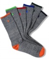 A six pack of colorful comfort and style to get you the most from your workout or walkabout with these socks from Polo Ralph Lauren.