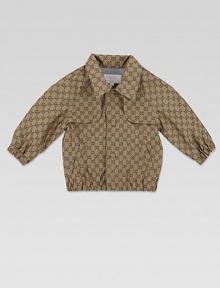Waterproof nylon jacquard is adorned with hidden snaps, signature web detailing and iconic G's for a stylish topper.Point collarLong sleevesHidden snap front with signature web detailingElastic cuffs and waistbandFront slash pocketsFully lined60% polyamide/40% polyesterDry cleanMade in Italy Waterproof nylon jacquard is adorned with hidden snaps, signature web detailing and iconic G's for a stylish topper.Point collarLong sleevesHidden snap front with signature web detailingElastic cuffs and waistbandFront slash pocketsFully lined60% polyamide/40% polyesterDry cleanMade in Italy