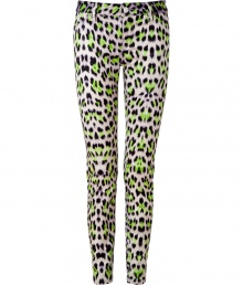 Work a wild edge into your everyday attire with Just Cavallis eye-catching leopard print skinnies - Four-pocket style, zip fly, button closure, belt loops - Slim, straight leg - Wear with a silk button-down and favorite ballerinas