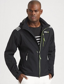 The epitome of modern versatility, the Regatta jacket is crafted from sleek microfiber with water-resistant properties and a detachable hood for function and style.Zip frontAttached hoodZippered chest, waist slash pocketsAbout 28 from shoulder to hemPolyesterMachine washImported The epitome of modern versatility, the Regatta jacket is crafted from sleek microfiber with water-resistant properties and a detachable hood for function and style.Zip frontAttached hoodZippered chest, waist slash pocketsAbout 28 from shoulder to hemPolyesterMachine washImported