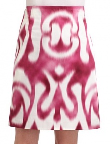 THE LOOKAllover abstract tie dye printStraight silhouetteBack zip with hook-and-eye closureTHE FITAbout 21 from waist to hemTHE MATERIAL96% cotton/4% cuproFully linedCARE & ORIGINDry cleanImportedModel shown is 5'10 (177cm) wearing US size 4. THE LOOKAllover abstract tie dye printStraight silhouetteBack zip with hook-and-eye closureTHE FITAbout 21 from waist to hemTHE MATERIAL96% cotton/4% cuproFully linedCARE & ORIGINDry cleanImportedModel shown is 5'10 (177cm) wearing US size 4.