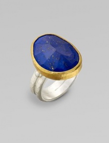Rich lapis stations set in 24k gold on a sterling silver double shank for a truly elegant style. Lapis24k goldSterling silverWidth, about 1Imported Rich lapis stations set in 24k gold on a sterling silver double shank for a truly elegant style. Lapis24k goldSterling silverWidth, about 1Imported