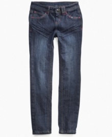 With a snug fit that's still comfy and stretchy, she can stick with skinny style thanks to these jeans from Rocawear. With a snug fit that's still comfy and stretchy, she can stick with skinny style thanks to these jeans from Rocawear.