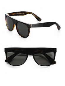 Sleek, modern frames with tortoise print accents, crafted in lightweight acetate. Available in dark havana black frames with black lenses.Acetate100% UV ProtectionMade in Italy Sleek, modern frames with tortoise print accents, crafted in lightweight acetate. Available in dark havana black frames with black lenses.Acetate100% UV ProtectionMade in Italy