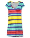 This colorful, California-cool dress is fully lined and features alternating contrast stripes that will brighten everyone's day.