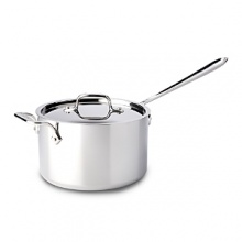 High, straight sides and a more compact surface area provides superlative heat retention and limits evaporation. Handcrafted of American-made steel in Pennsylvania-as it has been for four decades-it is ideal for dishes and sauces that necessitate boiling, simmering or simply heating. A loop handle (opposite the long handle) offers added convenience and stability in pouring and transporting. High, straight sides and a more compact surface area provides superlative heat retention and limits evaporation. Handcrafted of American-made steel in Pennsylvania-as it has been for four decades-it is ideal for dishes and sauces that necessitate boiling, simmering or simply heating. A loop handle (opposite the long handle) offers added convenience and stability in pouring and transporting.