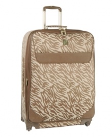 A trip on the wild side. An exotically styled exterior is perfectly paired with a vibrant red logo-printed interior, which spares no detail with valet straps, a removable toiletry pouch and multiple organizational pockets. Discover the simplicity of an easy-glide spinner and a mobility that follows every move you make. 10-year warranty. A trip on the wild side. An exotically styled exterior is perfectly paired with a vibrant red logo-printed interior, which spares no detail with valet straps, a removable toiletry pouch and multiple organizational pockets. Discover the simplicity of an easy-glide spinner and a mobility that follows every move you make. 10-year warranty.